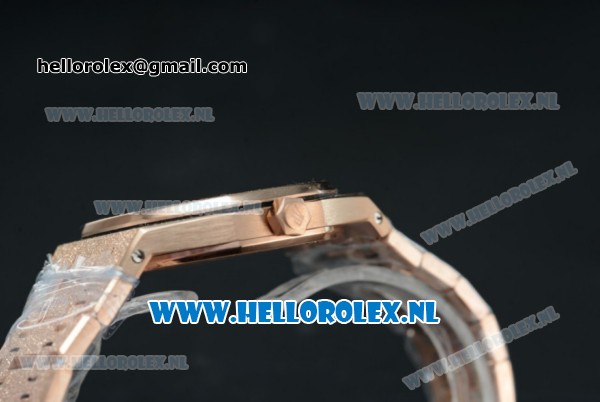 Audemars Piguet Royal Oak Swiss Quartz Rose Gold Case with Blue Dial and Rose Gold Bracelet (EF) - Click Image to Close